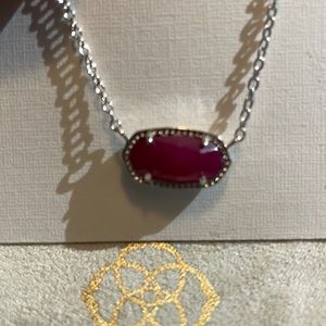 Kendra Scott Elisa Silver Pendant Necklace in ruby red NWT